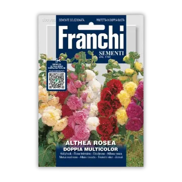 Slez – cvetovi za barvite vrtove Sprednja stran embalaže semen Slez – cvetovi za barvite vrtove