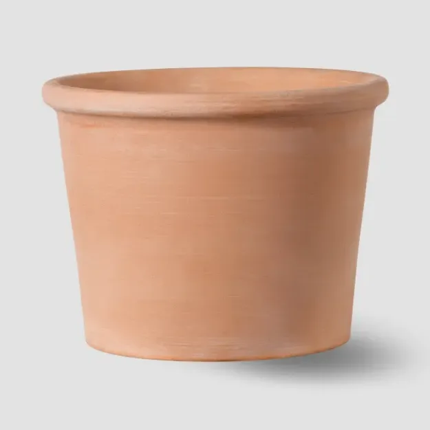 terracotta cvetlični lonec Cilindro Bordato - v barvi bele gline