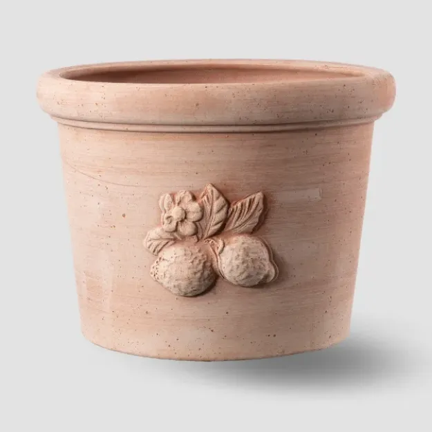Tradicionalan terracotta lonec Sicilia Cylinder - okrogel lonec z motivom limone