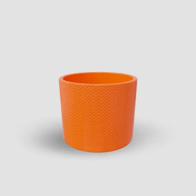 Pikčasti keramični lonček Evi - mandarina oranžna sijaj