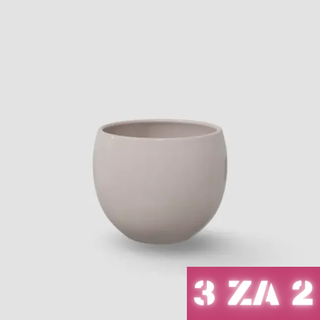 Slika 3 ZA 2: Okrogel keramični lonček Lisa - topla siva sijaj