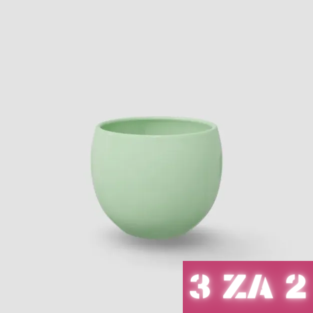 Slika 3 ZA 2: Okrogel keramični lonček Lisa - mint zelena sijaj