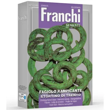 Visok fižol STORTINO DI TRENTO Sprednja stran embalaže semen visokega fižola Stortino di trento