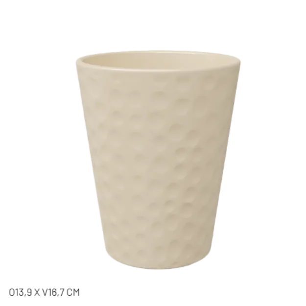 Keramičen cvetlični lonec v biserno smetana barvi s sijajem višine 16.7 cm