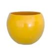 Okrogel keramiečn okrasni cvetlični lonec Lisa v gorčično rumeni barvi retro videza