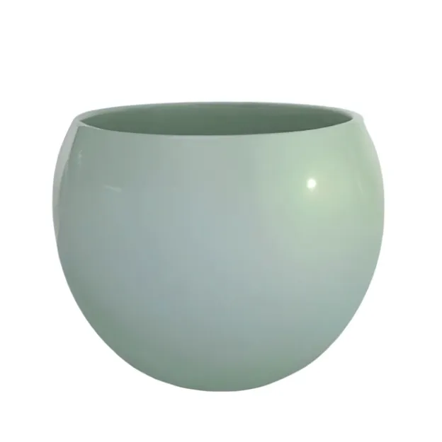 Okrogel keramičen cvetlični lonec Lisa v mint barvi in z glos finišem