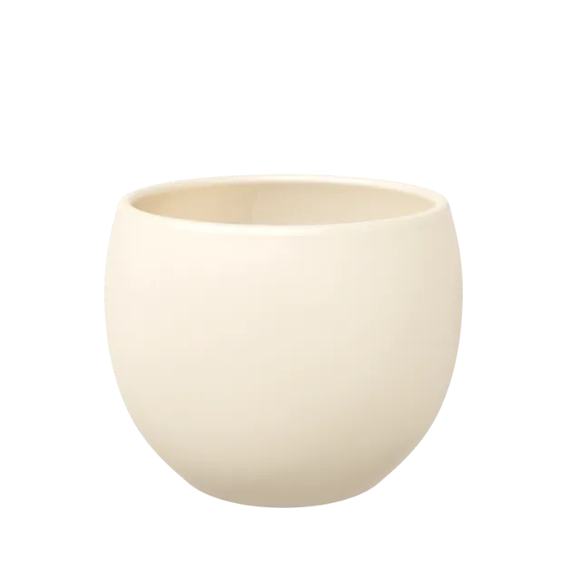 Okrogel okrasni cvetlični lonec LISA  v smetani barvi z mat finišem