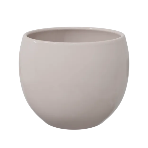 Okrogel okrasni cvetlični lonec Lisa v sivi barvi s sijajem
