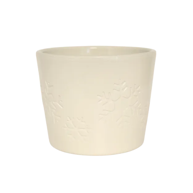 Okrasen keramičen cvetlični lonec LIna Smetana s snežinkami