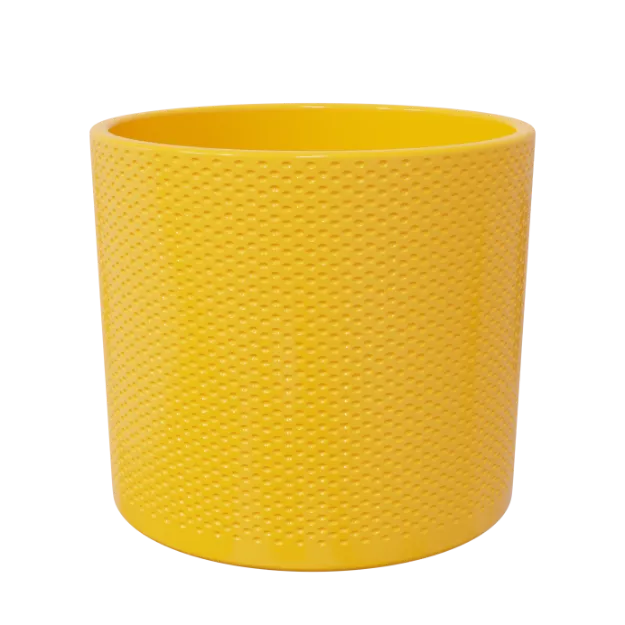 okrasen cvetlični lonec iz keramike Evi v rumeni barvi