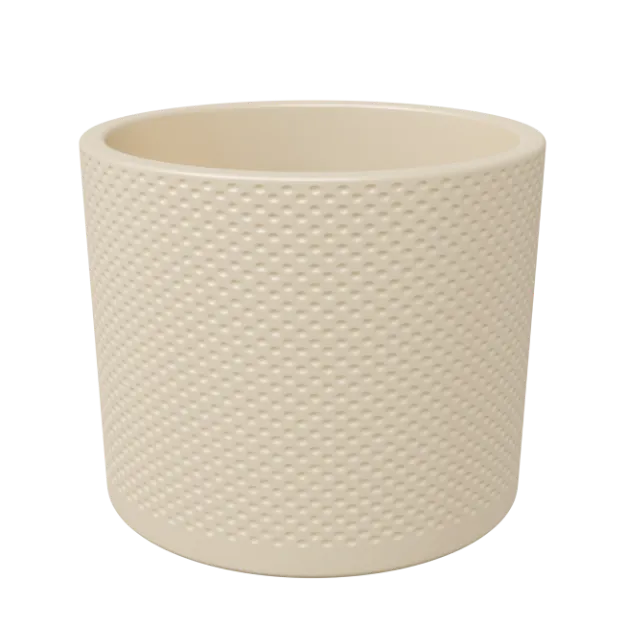 okrasen keramičen lonec EVi v smetana barvi