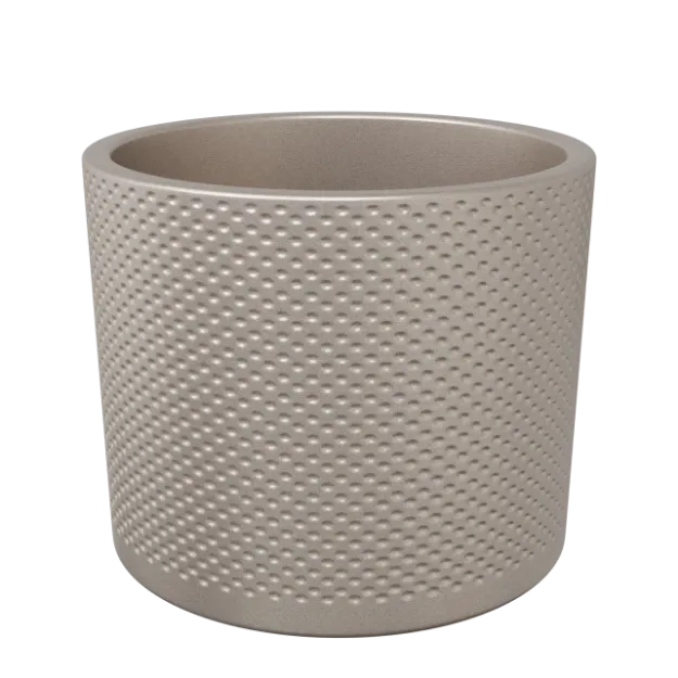 Okrasen cvetlični lonec iz keramike Evi v šampanjec kovinskemu oddtenku