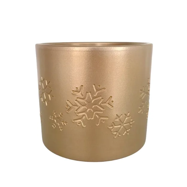 Okrasen cvetlični lonec iz keramike EVa z zimskim motivom snežink v bakreni barvi - mat finsih