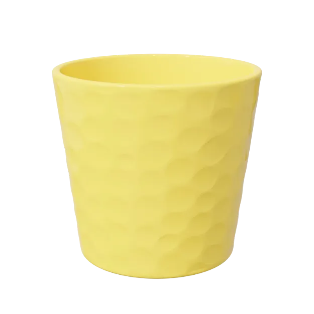 Okrasen keramičen lonec Linda - rumena sijaj majhen