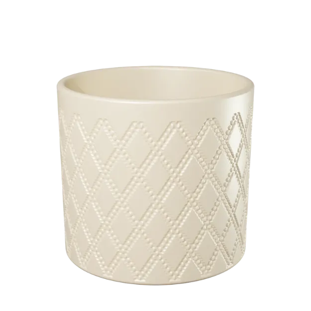 Okrasen cvetlični lonec Eva - krem, karo