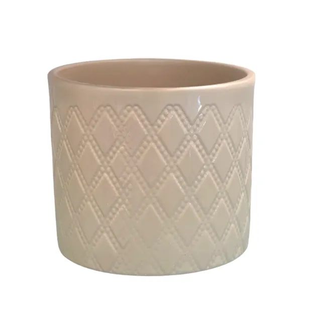 Okrasen cvetlični lonec Eva - bež, karo