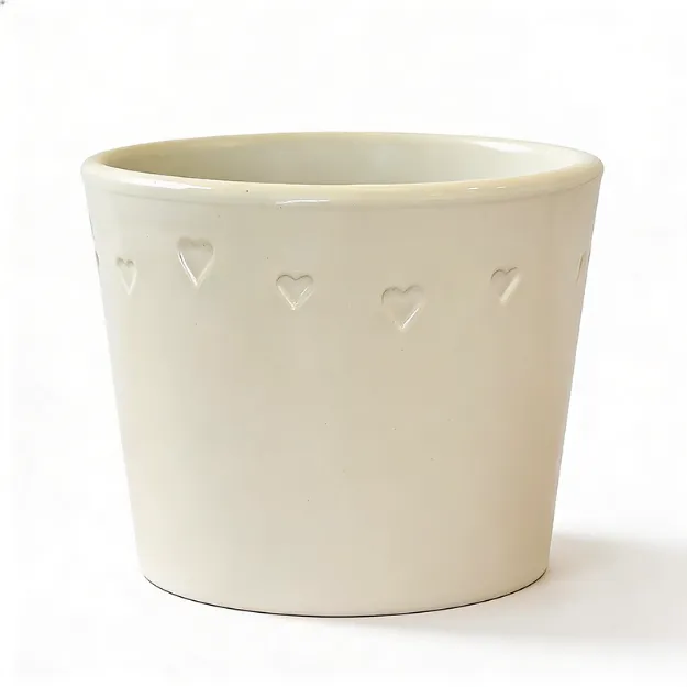 Slika Okrasni cvetlični lonec Lina - smetana, sijaj